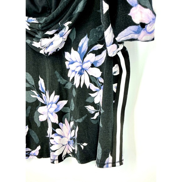 Calvin Klein Floral Hooded Top Size M Black Long Sleeve Lightweight Hoodie Y2K - Picture 12 of 12